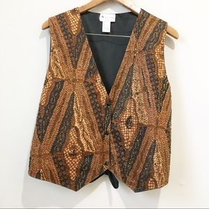 Vintage brown black beaded vest